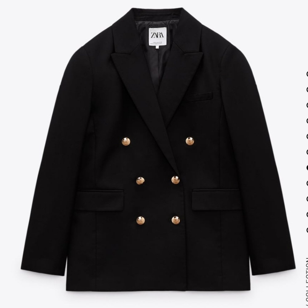 Zara * Double Breastead Blazer Long Black Size XS S M - Picture 11 of 16